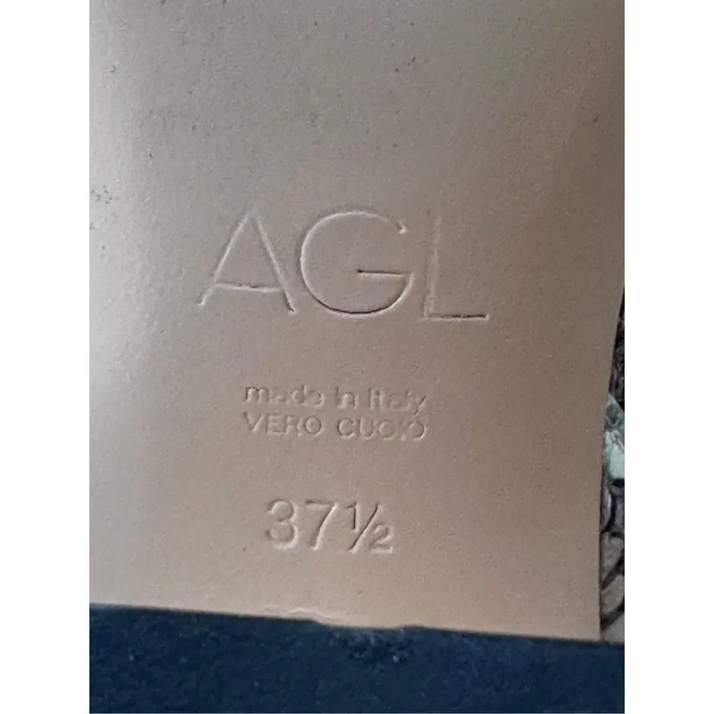 AGL taupe snakeskin stretch heeled sandal